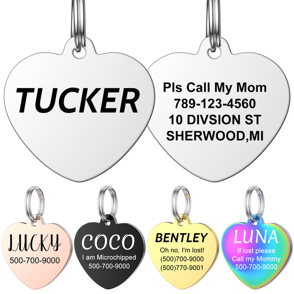 YEHANTI Dog Tags Engraved for Pets Personalized, Custom Stainless Steel Dog  Tags and Cat Tags with Various Cute and Beautiful Icons, Double Sided  Engraved Pet ID Tags Dog Name Tag (Hexagon) 